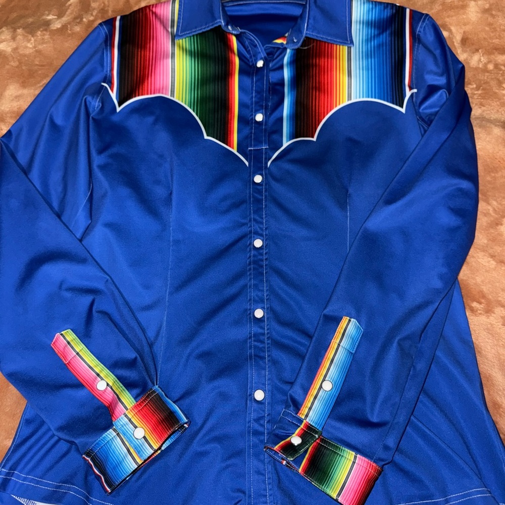 Blue Serape Ranch Dress’n Rodeo Shirt
